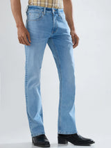 Men Jeans Boot Cut Fit Light Blue Mid Rise