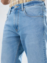 Men Jeans Boot Cut Fit Light Blue Mid Rise