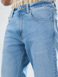 Men Jeans Boot Cut Fit Light Blue Mid Rise