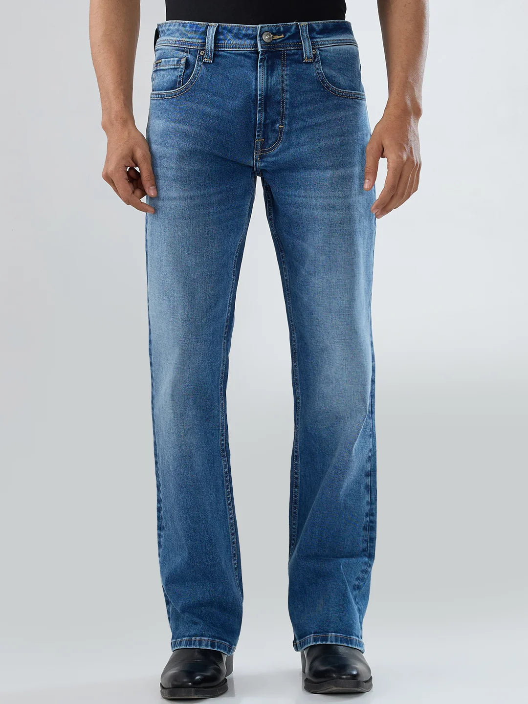 Men Rafter Jeans Boot Cut Fit Mid Blue Mid Rise