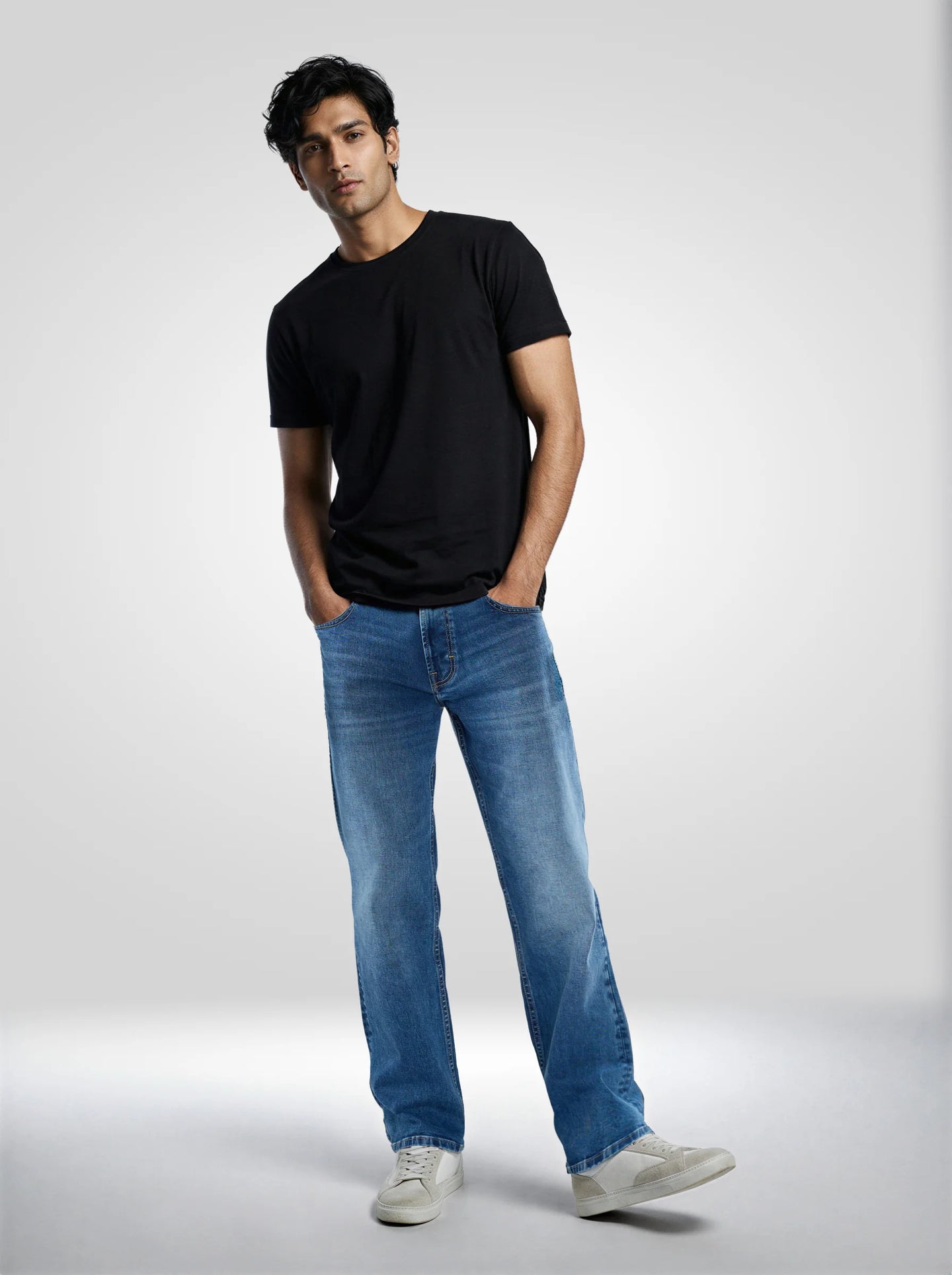 Men Rafter Jeans Boot Cut Fit Mid Blue Mid Rise