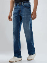 Men Jeans Boot Cut Fit Mid Blue Mid Rise