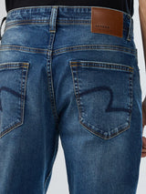 Men Jeans Boot Cut Fit Mid Blue Mid Rise