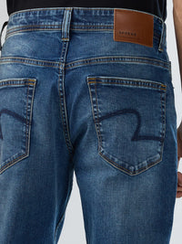 Men Jeans Boot Cut Fit Mid Blue Mid Rise