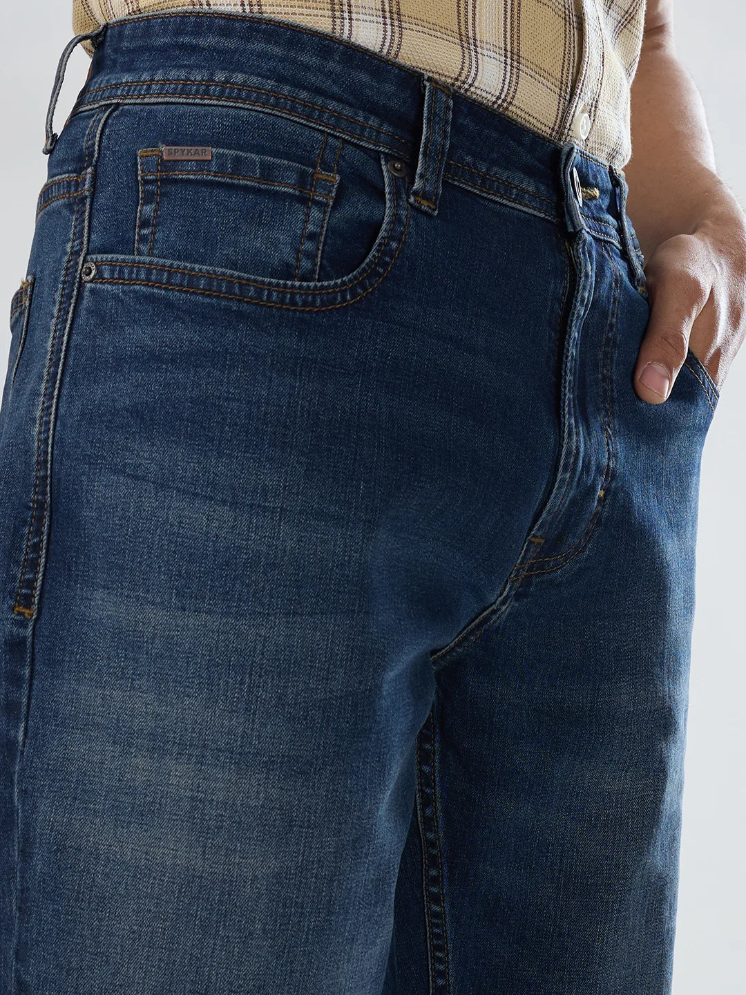 Men Jeans Boot Cut Fit Vintage Blue Mid Rise