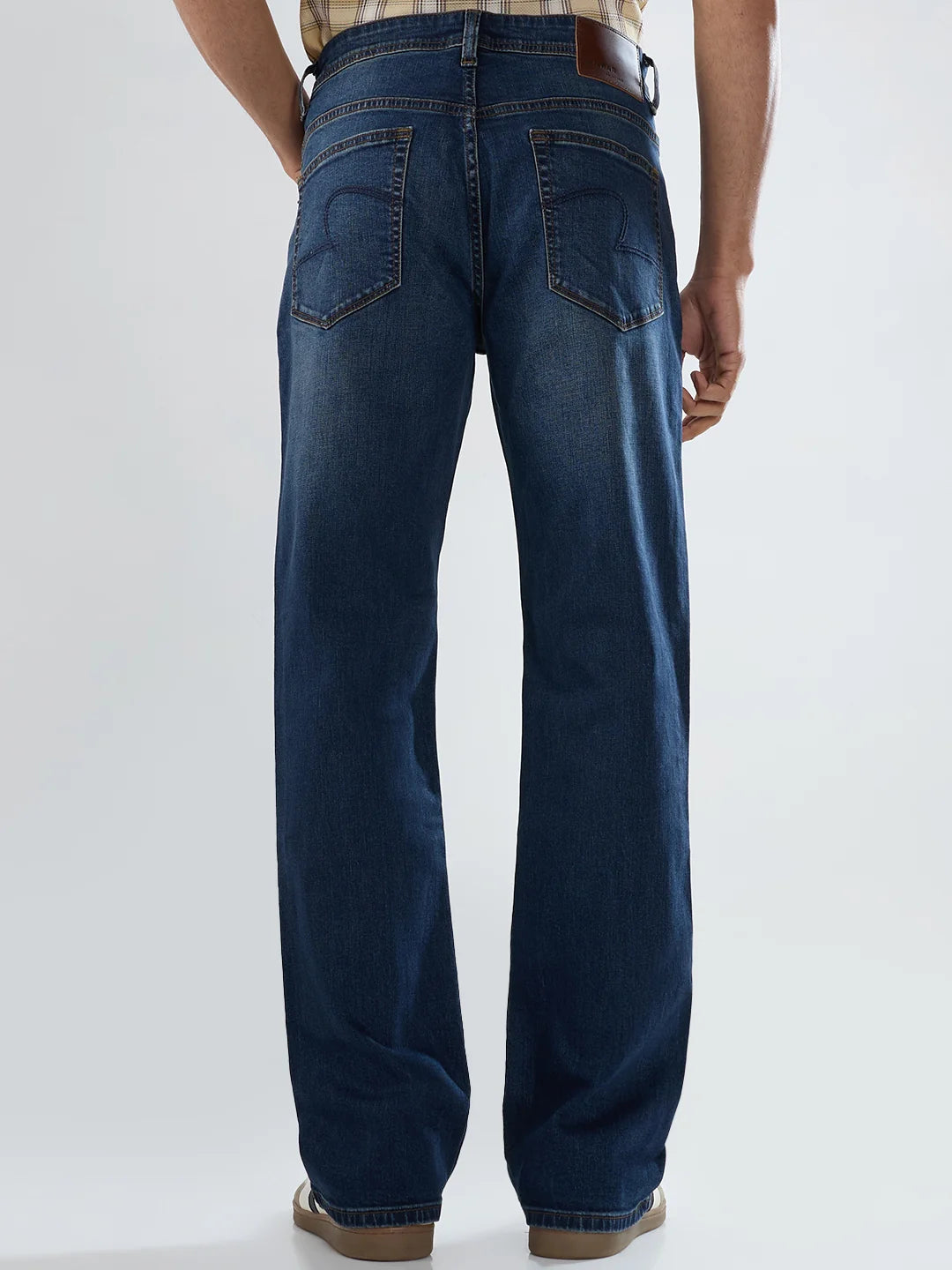 Men Jeans Boot Cut Fit Vintage Blue Mid Rise