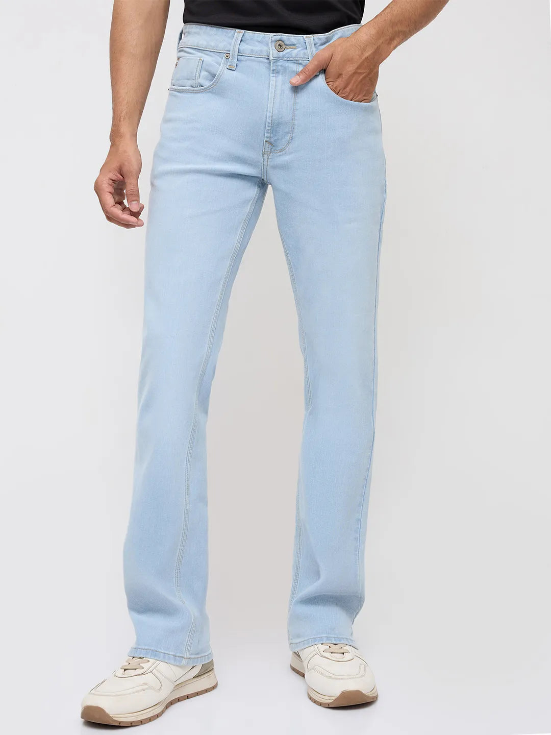 Men Rafter Jeans Boot Cut Fit Light Blue Mid Rise