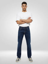 Men Rafter Jeans Boot Cut Fit Dark Blue Mid Rise
