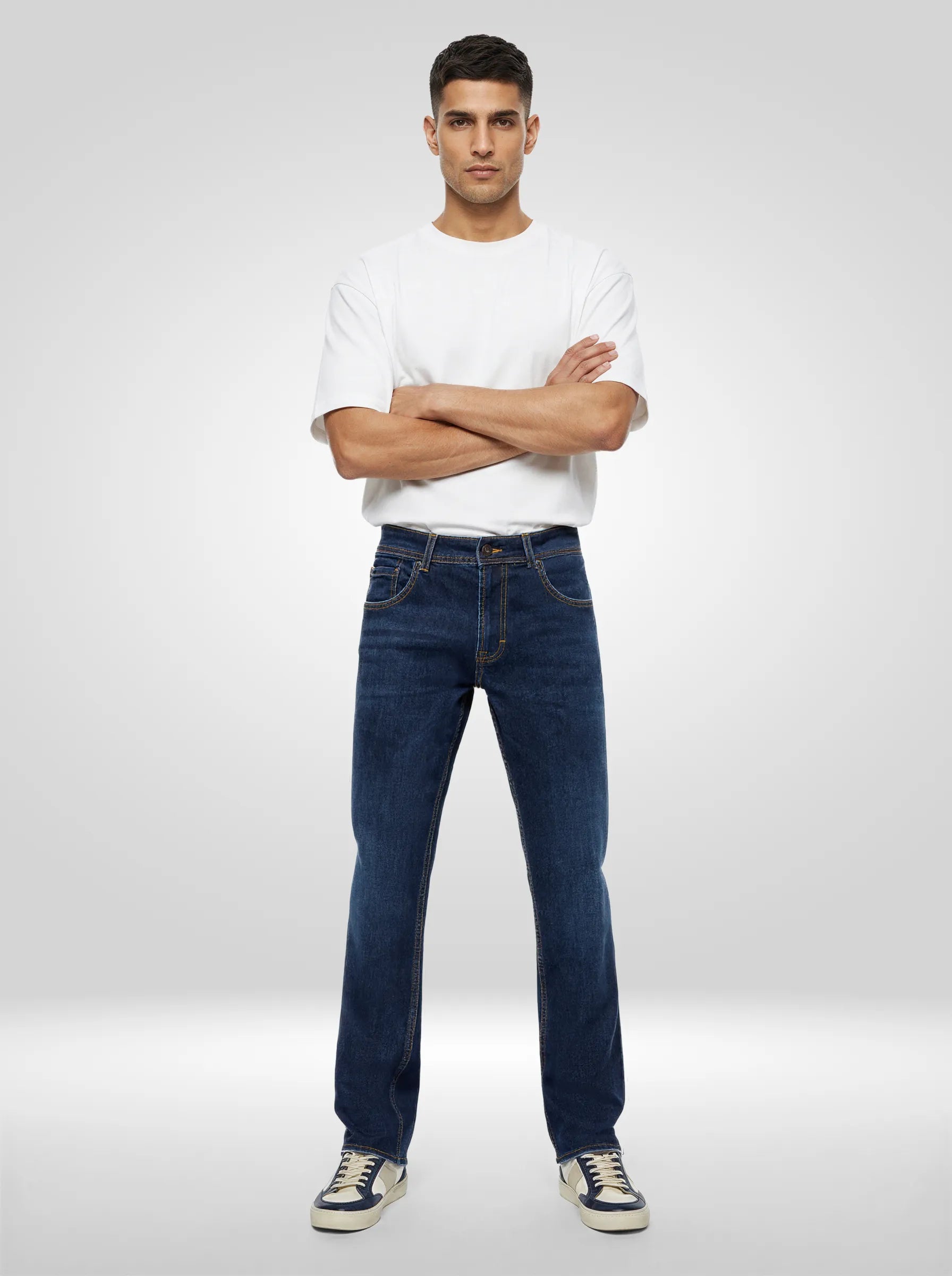 Men Rafter Jeans Boot Cut Fit Dark Blue Mid Rise