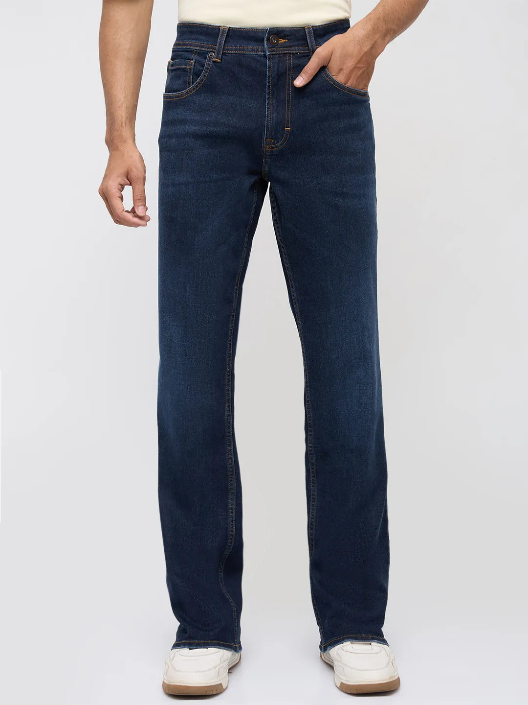 Men Rafter Jeans Boot Cut Fit Dark Blue Mid Rise