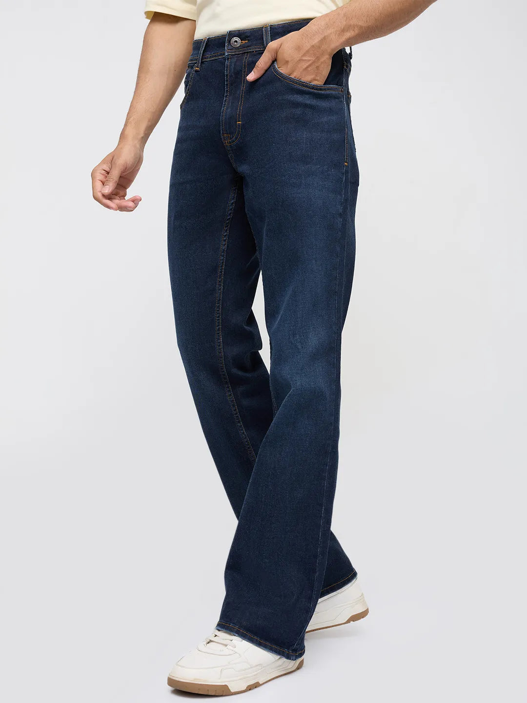 Men Rafter Jeans Boot Cut Fit Dark Blue Mid Rise