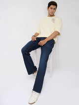 Men Rafter Jeans Boot Cut Fit Dark Blue Mid Rise