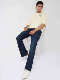 Men Rafter Jeans Boot Cut Fit Dark Blue Mid Rise