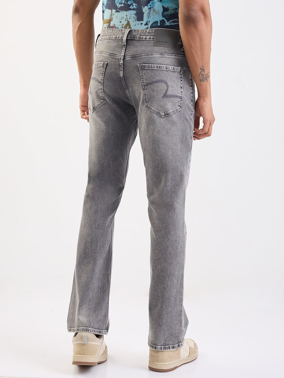 Spykar Grey Mid Rise Regular Fit Casual Jeans For Men