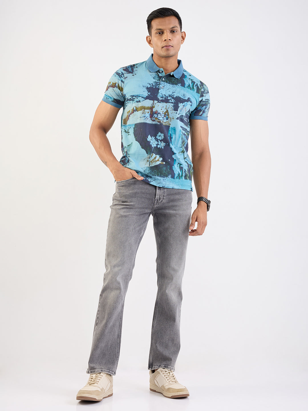 Spykar Grey Mid Rise Regular Fit Casual Jeans For Men