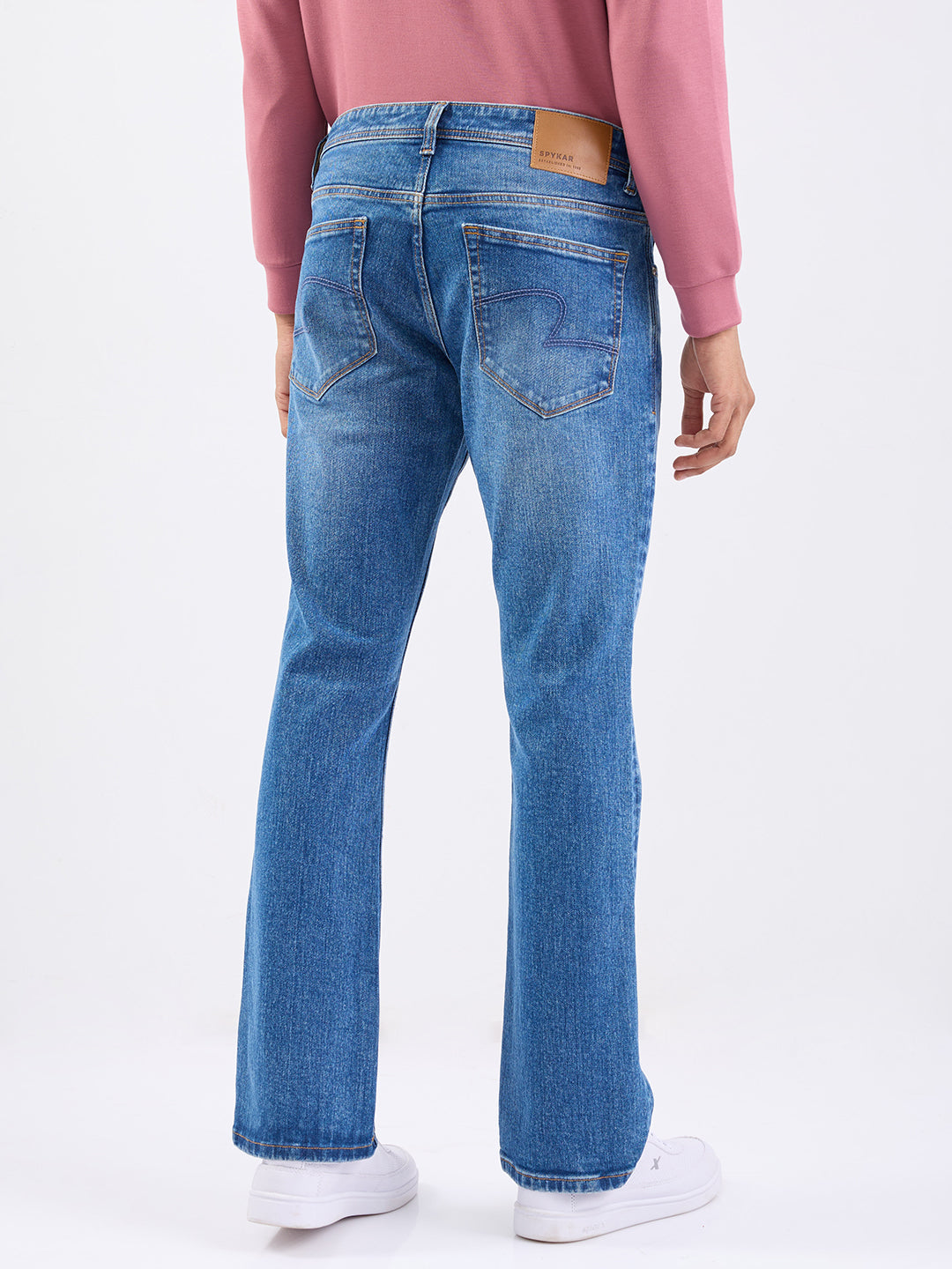 Spykar Mid Blue Mid Rise Regular Fit Casual Jeans For Men