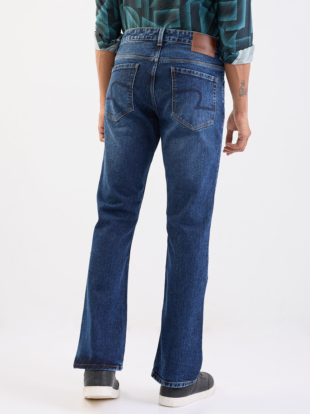 Spykar Dark Blue Mid Rise Regular Fit Casual Jeans For Men