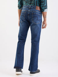 Men Jeans Regular Fit Dark Blue Mid Rise