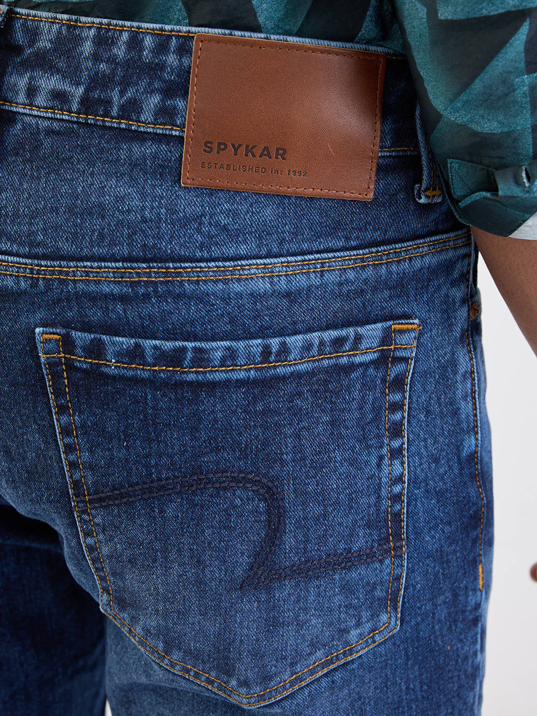 Spykar Dark Blue Mid Rise Regular Fit Casual Jeans For Men