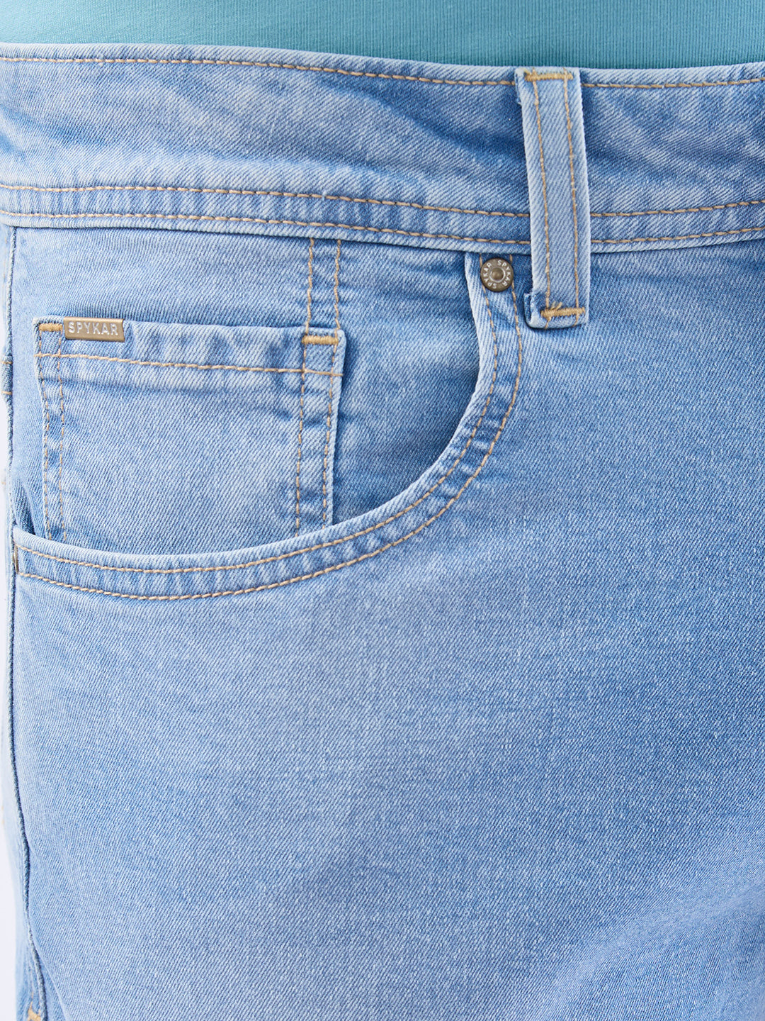 Spykar Light Blue Mid Rise Regular Fit Casual Jeans For Men
