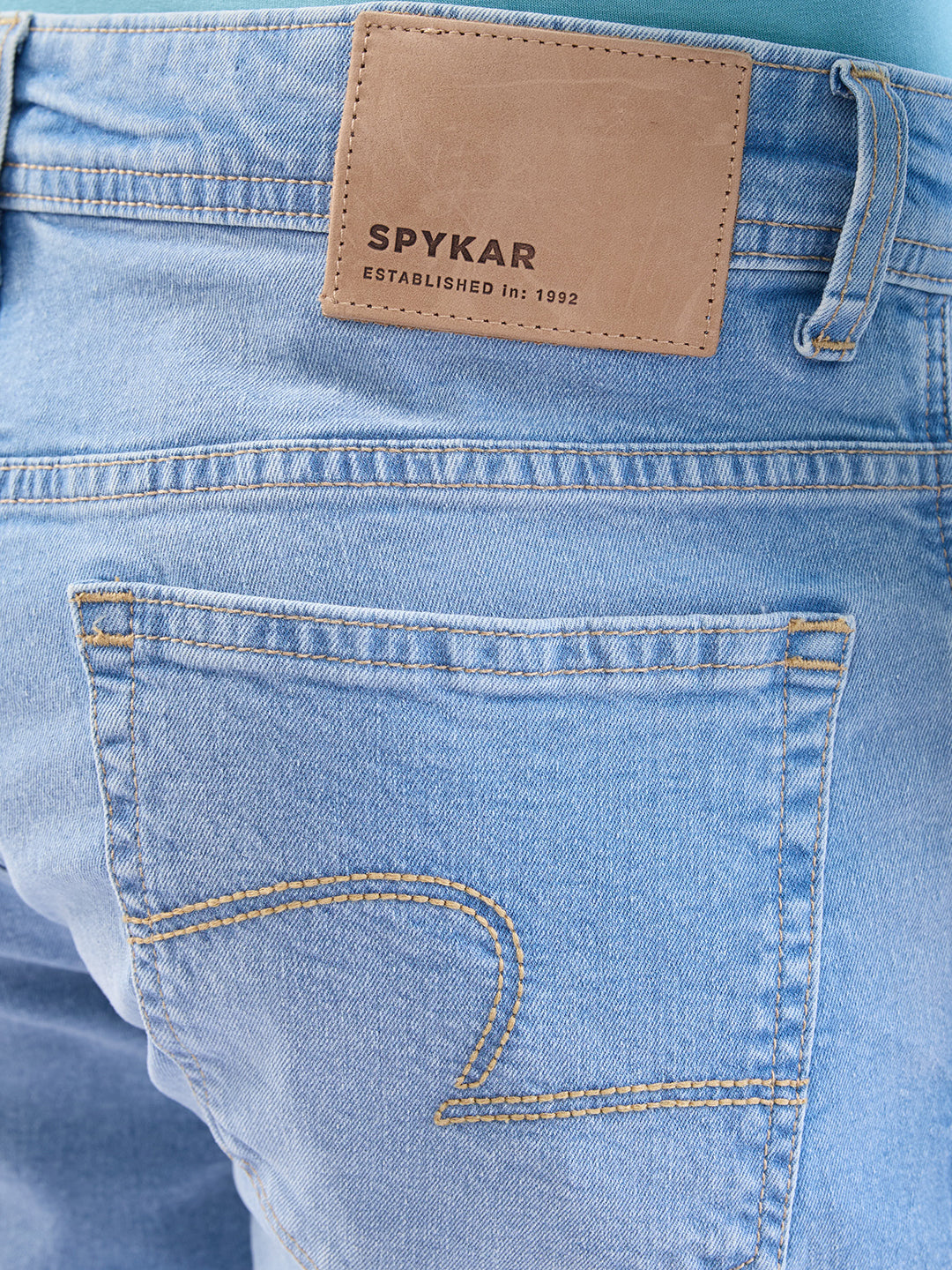 Spykar Light Blue Mid Rise Regular Fit Casual Jeans For Men