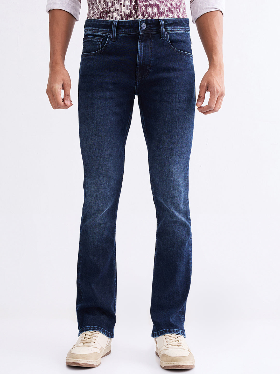 Spykar Dark Blue Mid Rise Regular Fit Casual Jeans For Men