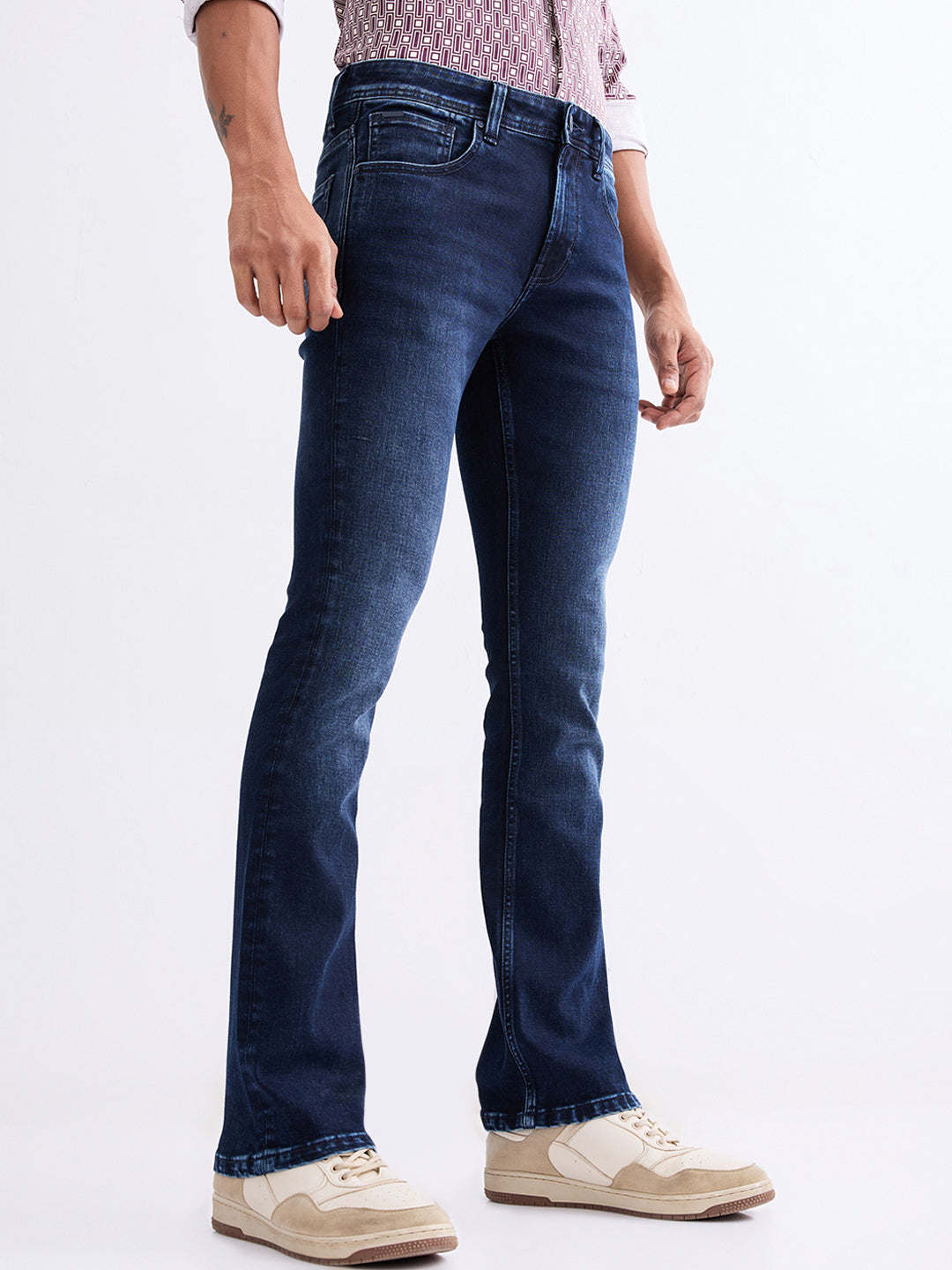 Spykar Dark Blue Mid Rise Regular Fit Casual Jeans For Men