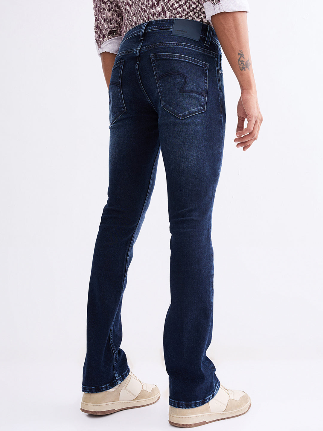 Spykar Dark Blue Mid Rise Regular Fit Casual Jeans For Men