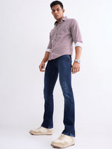 Men Jeans Regular Fit Dark Blue Mid Rise