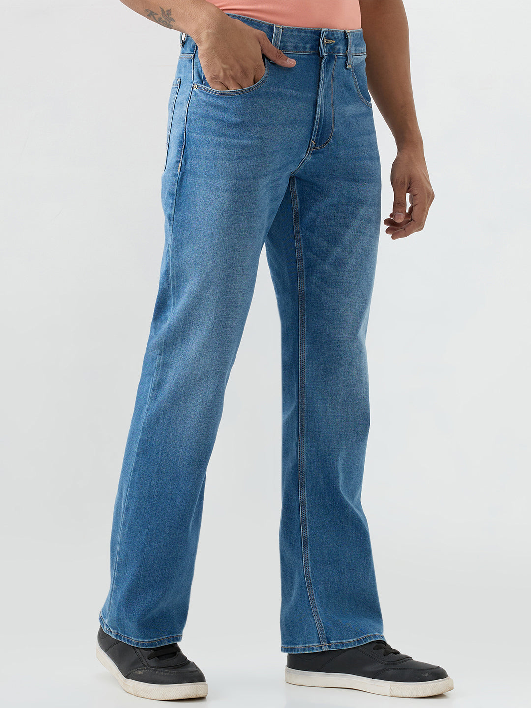 Spykar Light Blue Regular Fit Mid Rise Jeans For Men