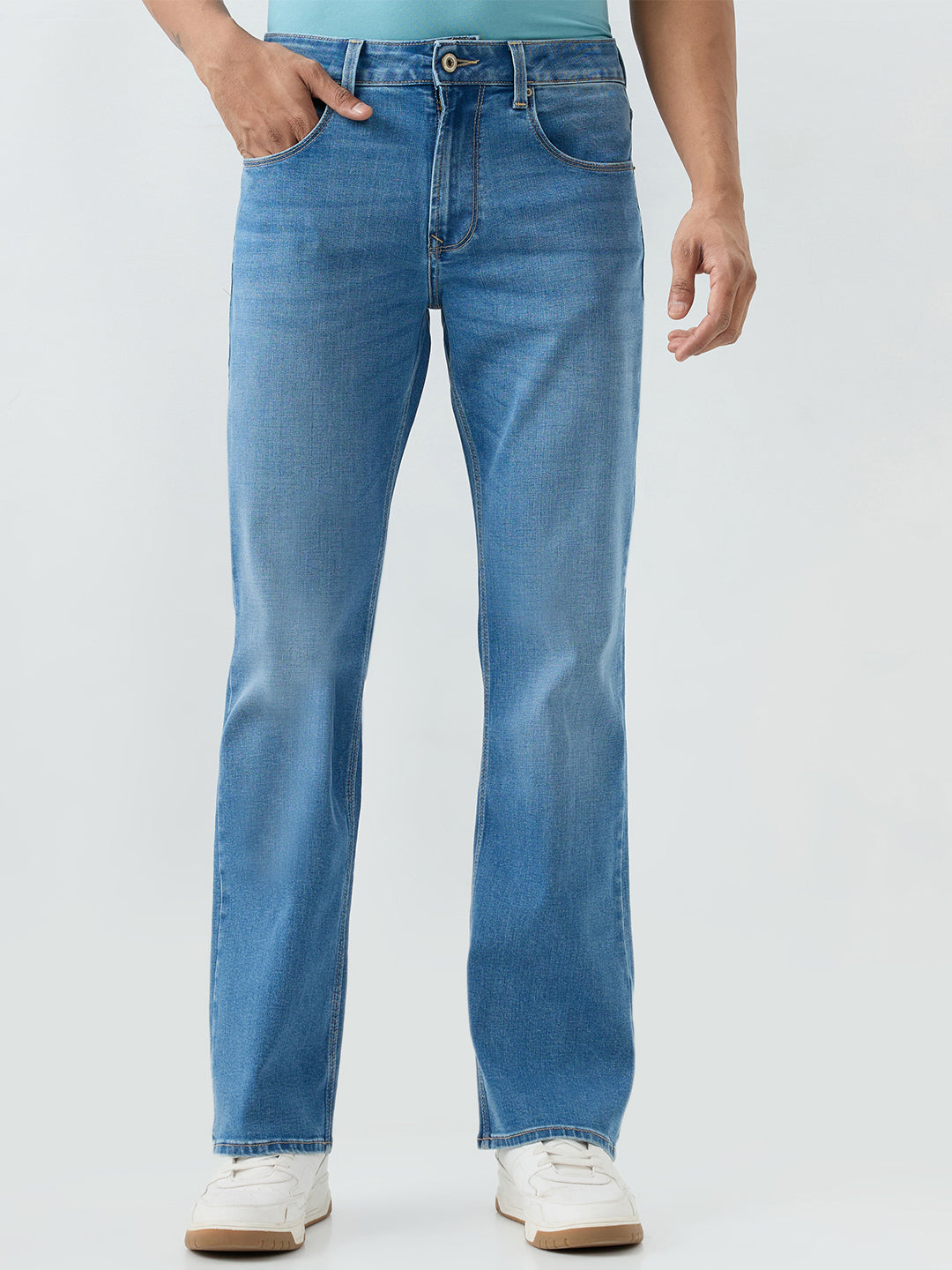 Spykar Light Blue Regular Fit Mid Rise Jeans For Men