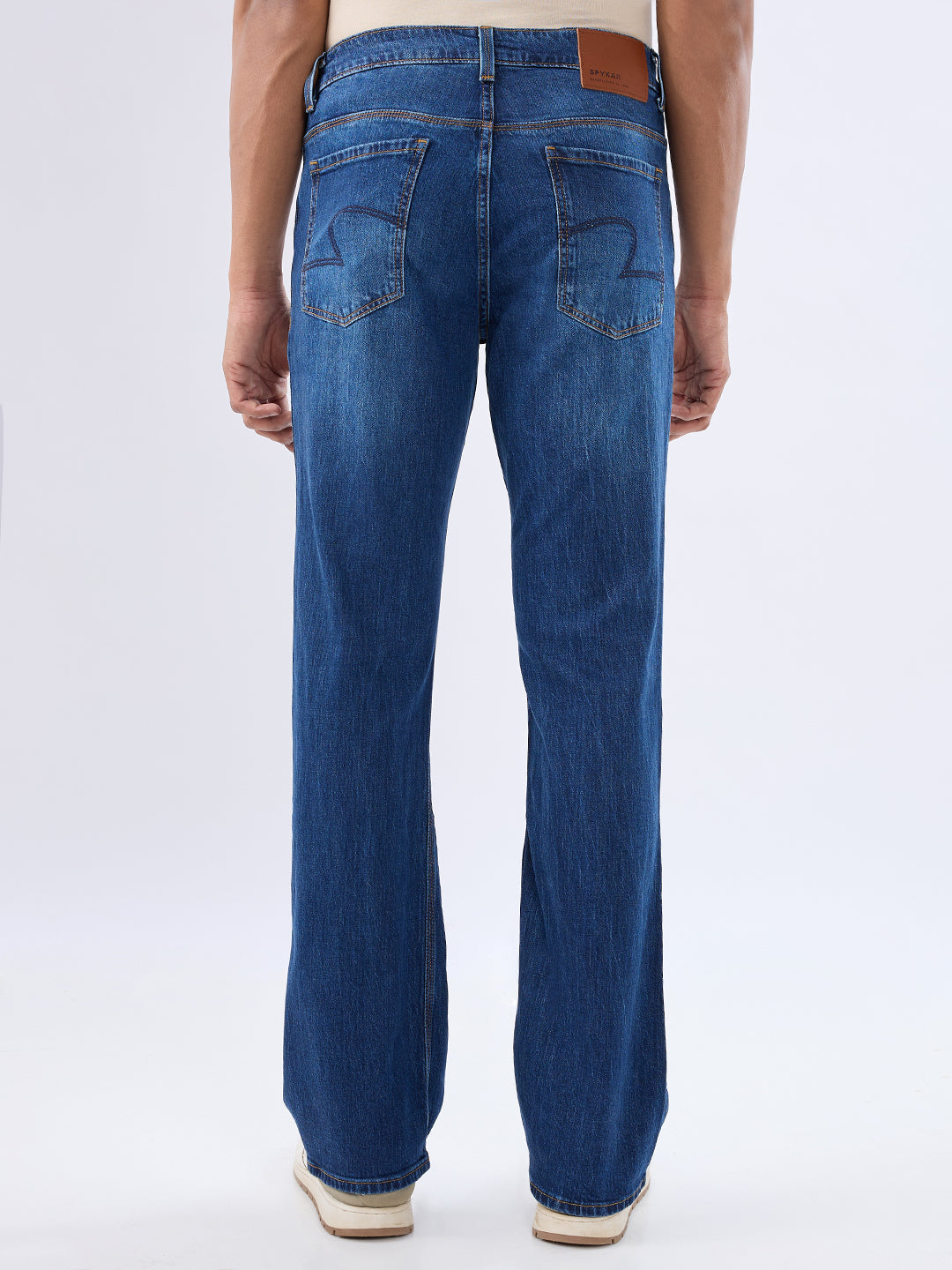Spykar Mid Blue Regular Fit Mid Rise Jeans For Men