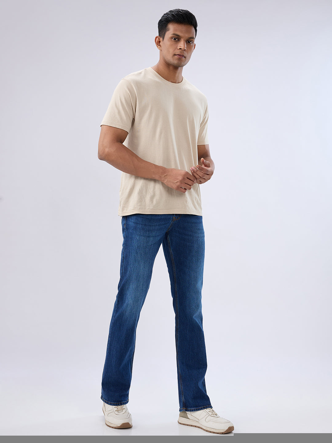 Spykar Mid Blue Regular Fit Mid Rise Jeans For Men