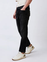 Men Jeans Relaxed Fit Black Mid Rise