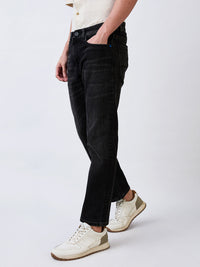 Men Jeans Relaxed Fit Black Mid Rise