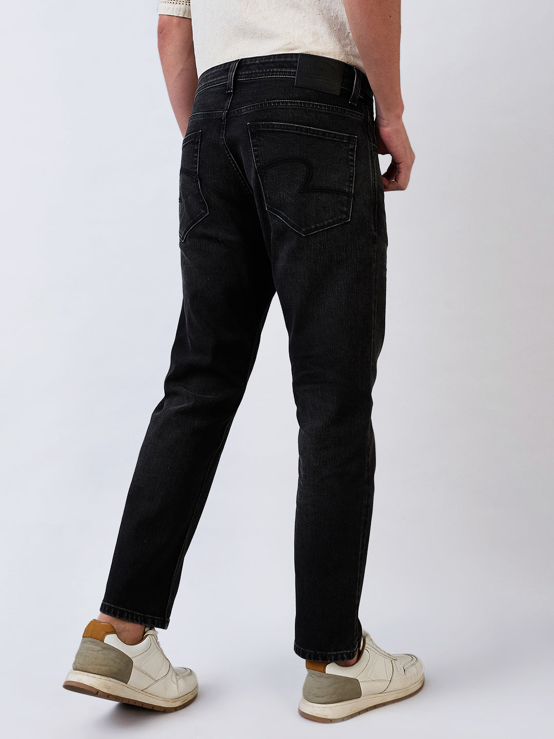 Men Jeans Relaxed Fit Black Mid Rise