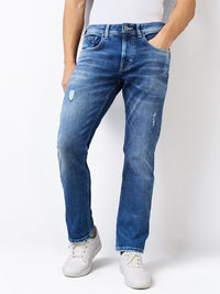 Men Jeans Relaxed Fit Blue Mid Rise