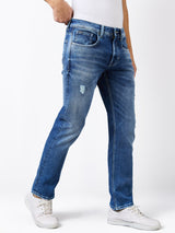 Men Jeans Relaxed Fit Blue Mid Rise