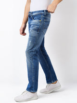 Men Jeans Relaxed Fit Blue Mid Rise