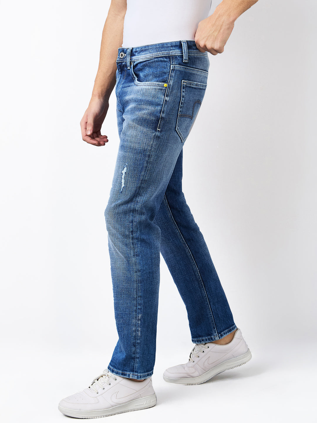Men Jeans Relaxed Fit Blue Mid Rise