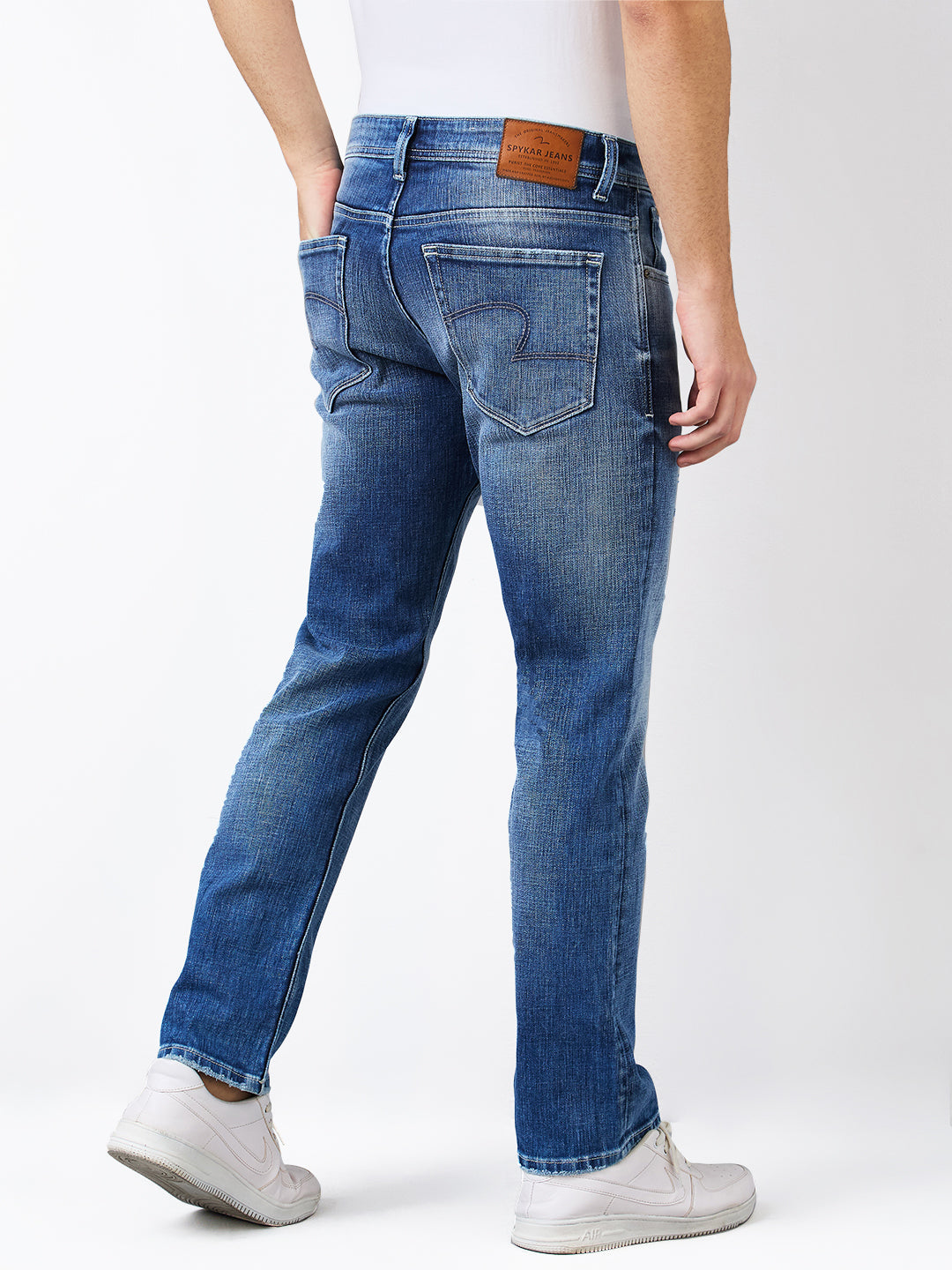 Men Jeans Relaxed Fit Blue Mid Rise