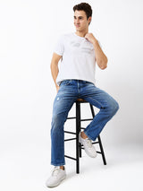 Men Jeans Relaxed Fit Blue Mid Rise