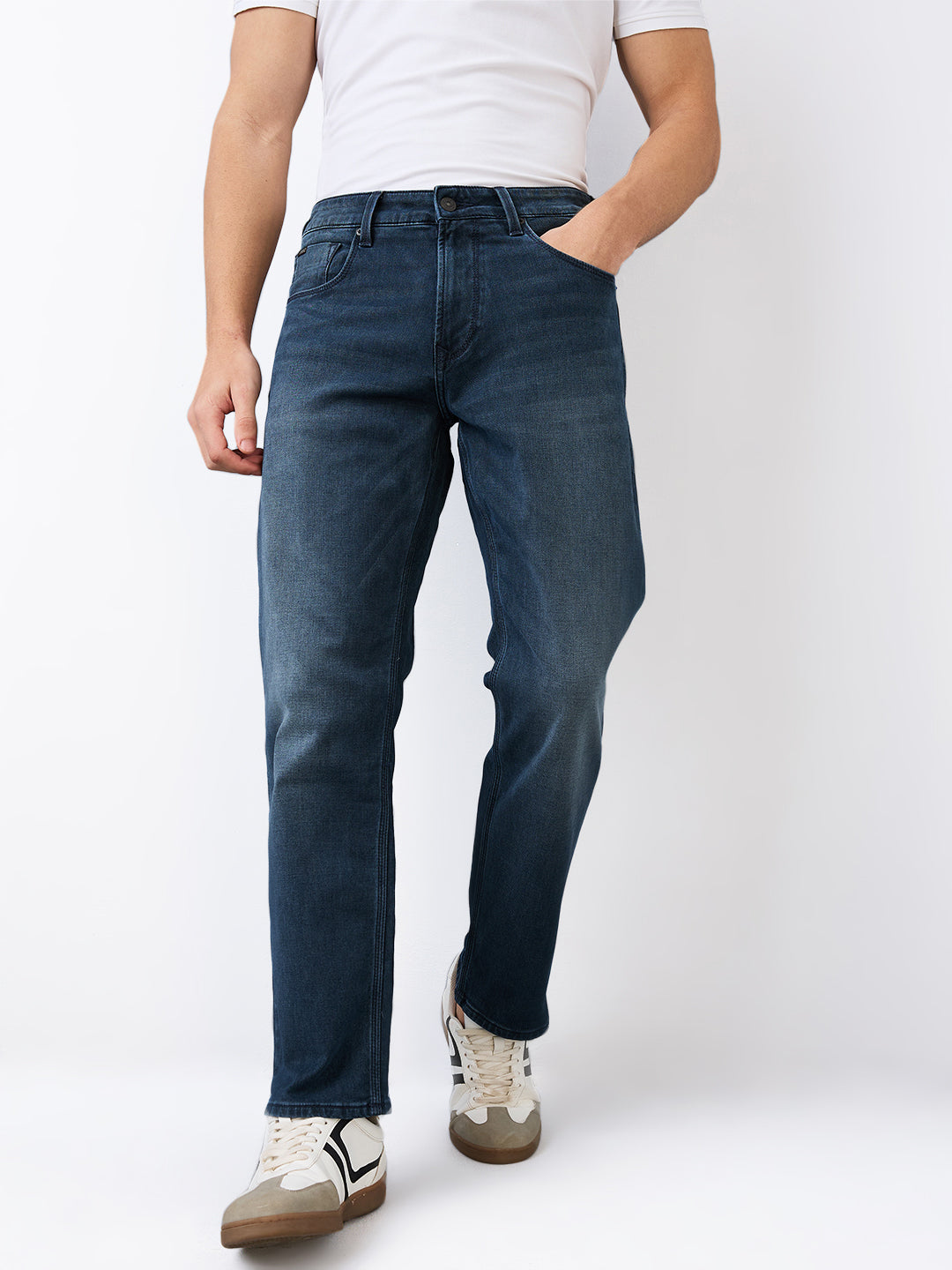 Spykar Comfort Fit Mid Rise Cotton Jeans For Men