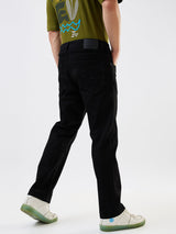 Men Jeans Relaxed Fit Black Mid Rise