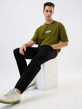 Men Jeans Relaxed Fit Black Mid Rise