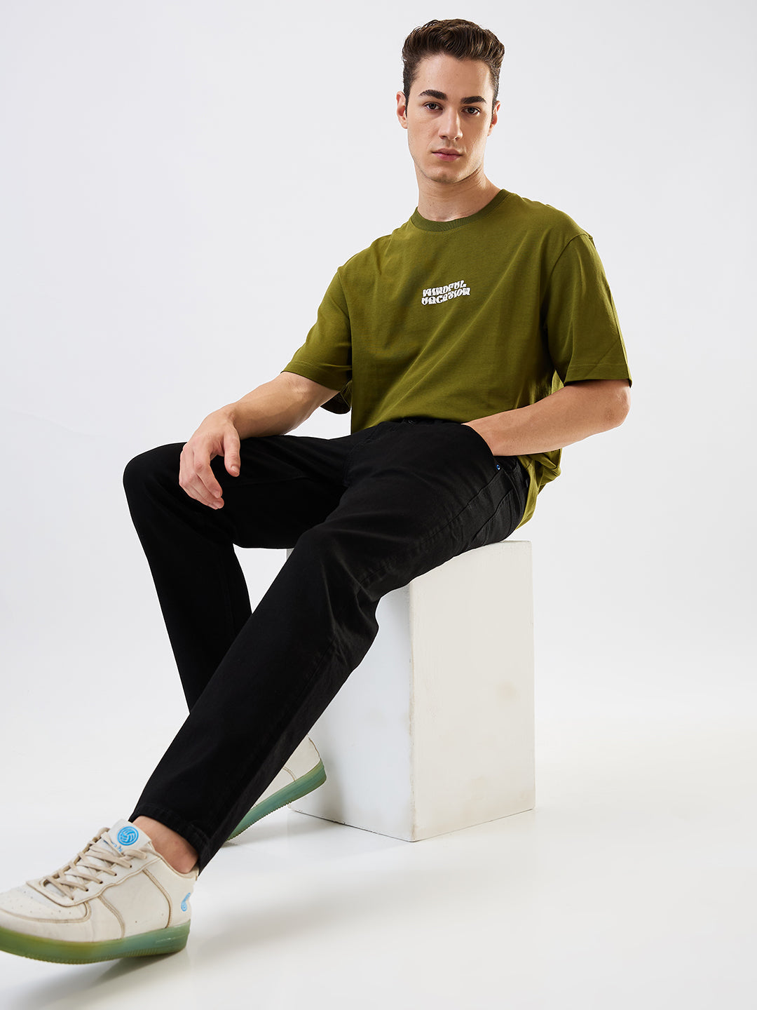 Men Jeans Relaxed Fit Black Mid Rise