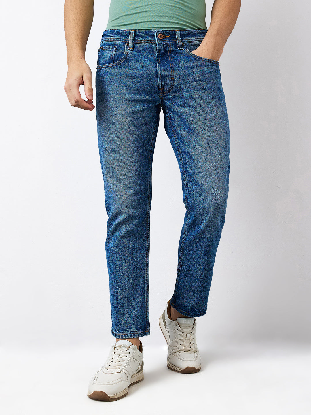 Spykar Comfort Fit Mid Rise Cotton Jeans For Men