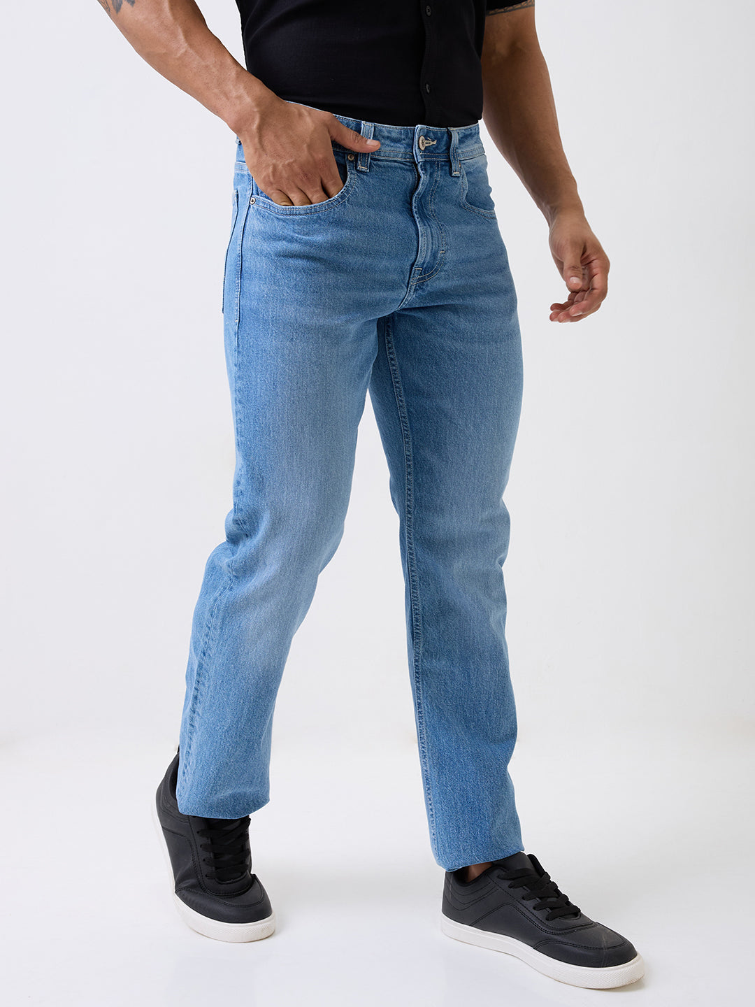 Spykar Blue Mid Rise Comfort Fit Casual Jeans For Men