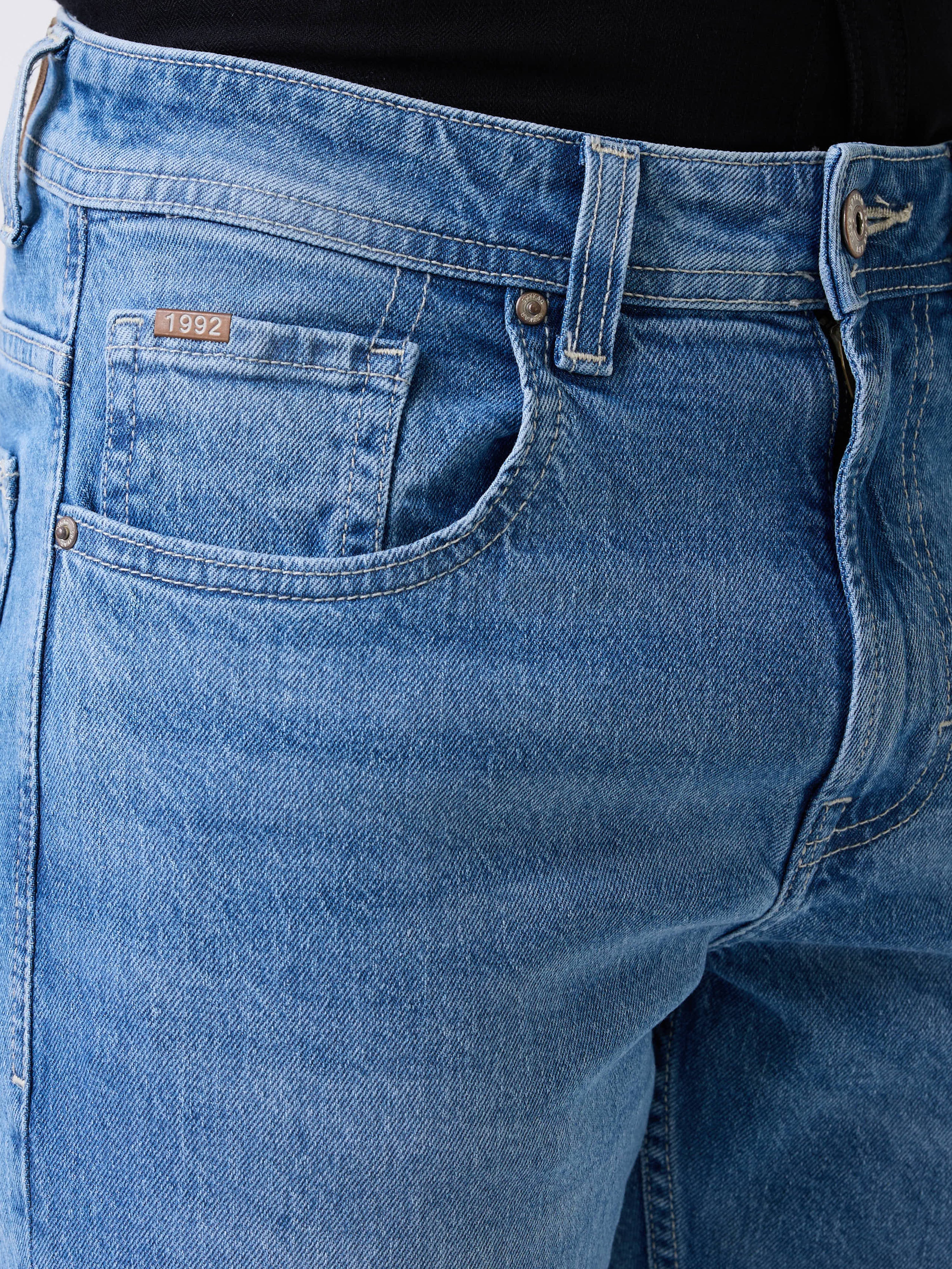 Spykar Blue Mid Rise Comfort Fit Casual Jeans For Men
