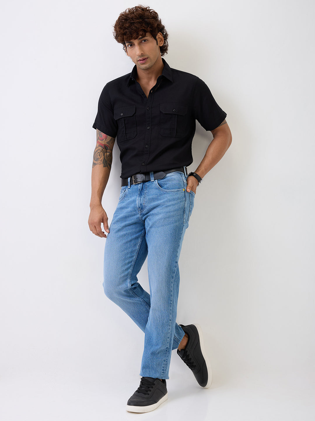 Spykar Blue Mid Rise Comfort Fit Casual Jeans For Men